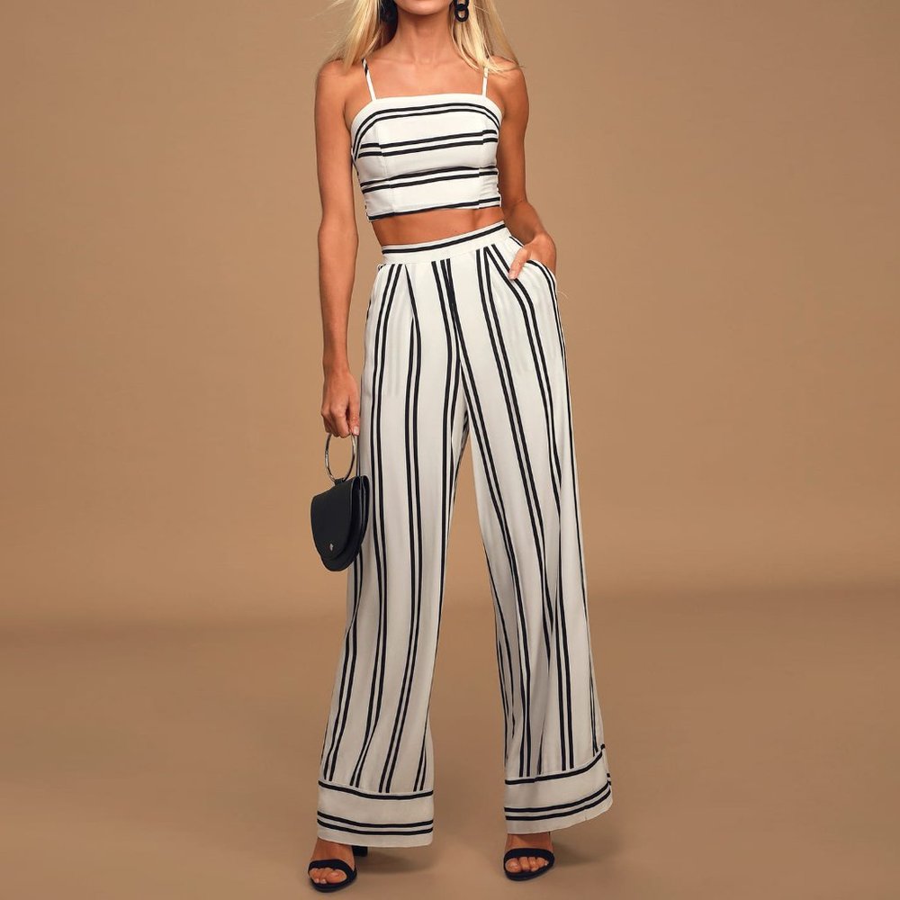 Coastal Living Black/White Stripe 2 Piece Jumpsuit